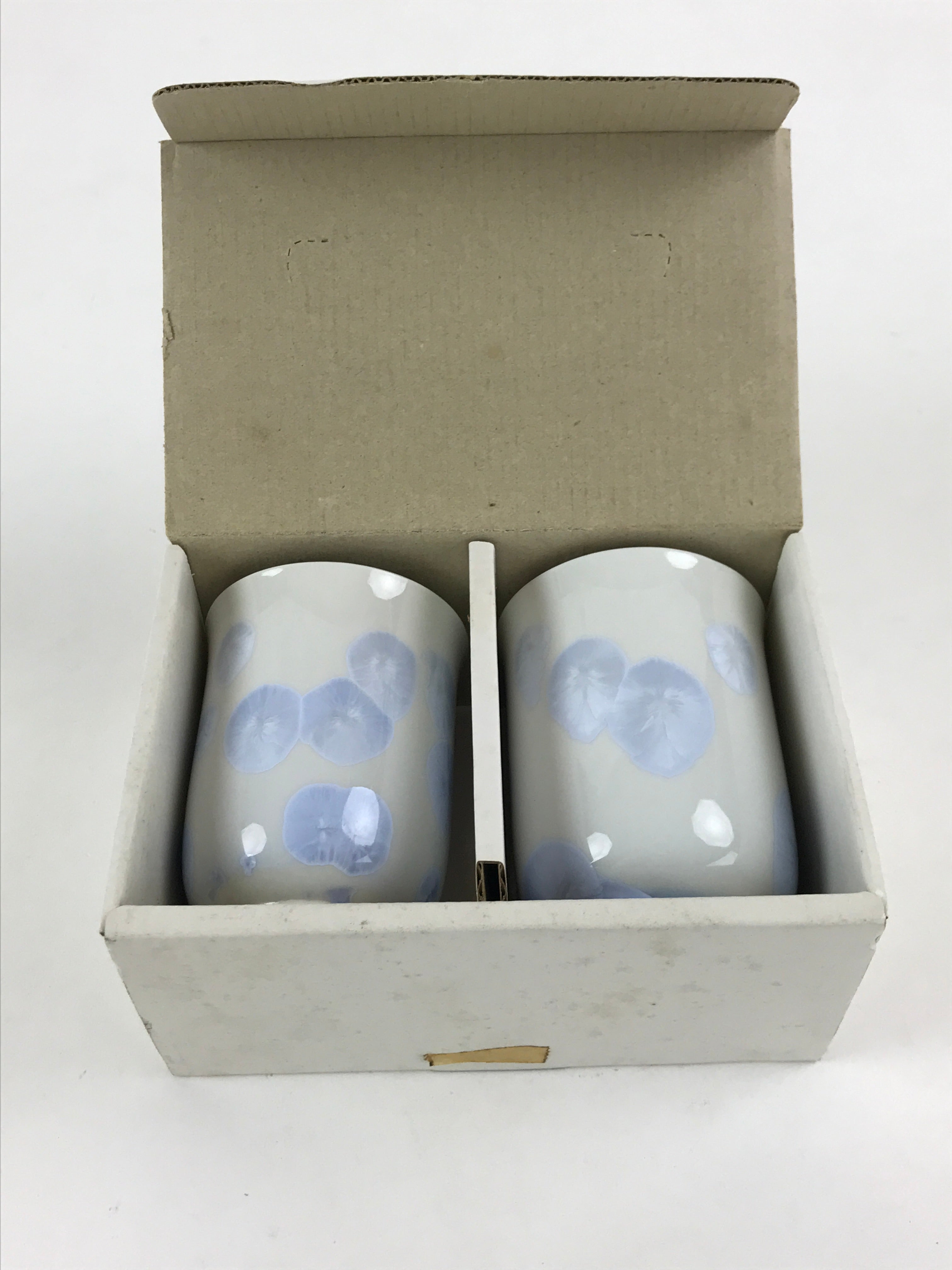 Japanese Porcelain 2pc Teacups Keikichi Japan Kyo Ware Crystal Glaze Vtg Yunomi