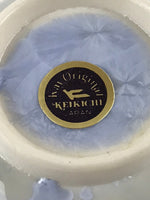 Japanese Porcelain 2pc Teacups Keikichi Japan Kyo Ware Crystal Glaze Vtg Yunomi