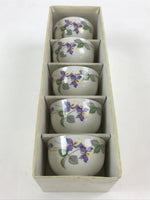 Japanese Porcelain 5 Teacups Set Vtg White Yunomi For Summer Kyusu Sencha PX694