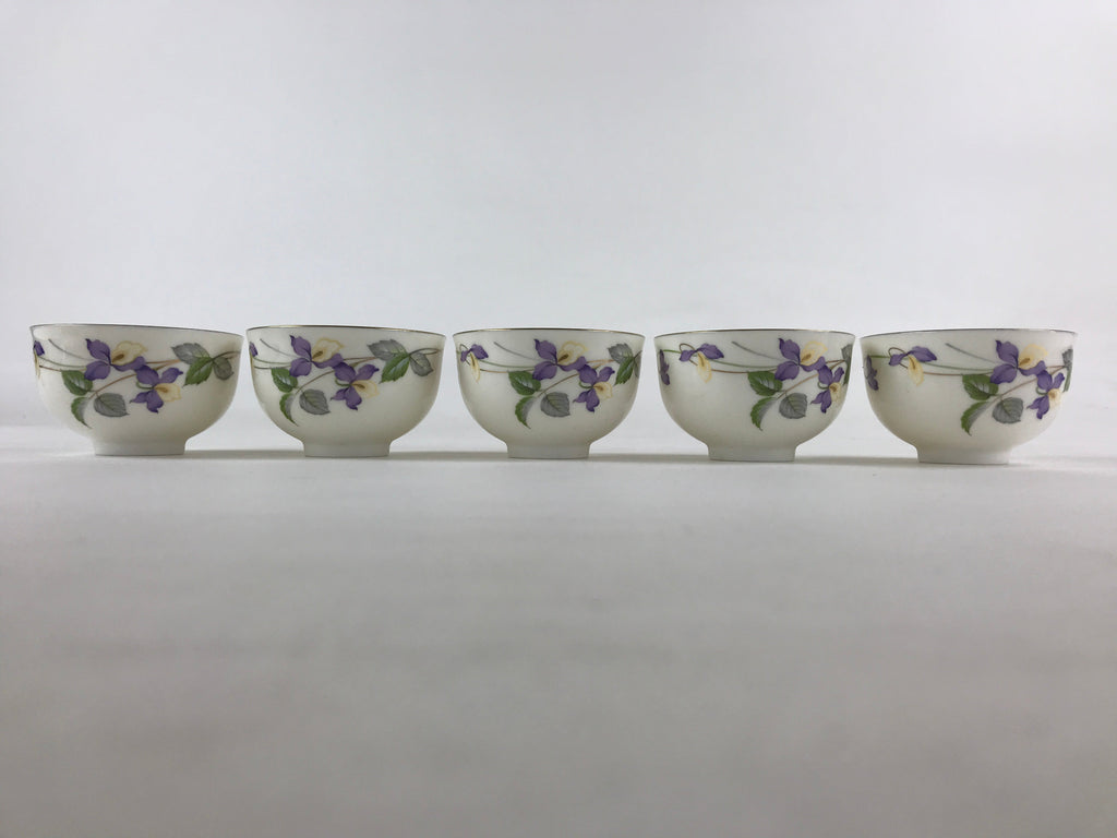 Japanese Porcelain 5 Teacups Set Vtg White Yunomi For Summer Kyusu Sencha PX694