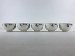 Japanese Porcelain 5 Teacups Set Vtg White Yunomi For Summer Kyusu Sencha PX694