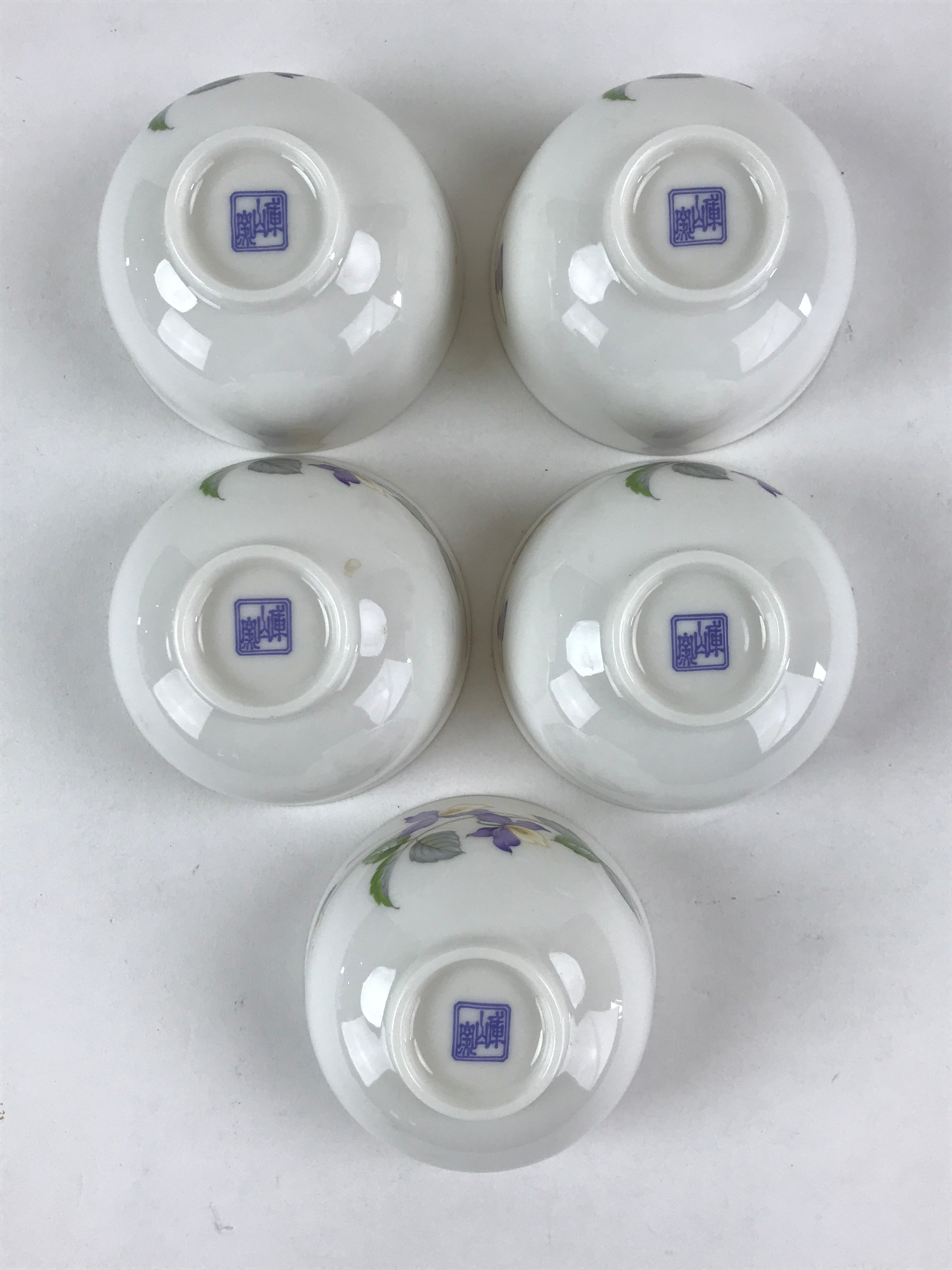 Japanese Porcelain 5 Teacups Set Vtg White Yunomi For Summer Kyusu Sencha PX694