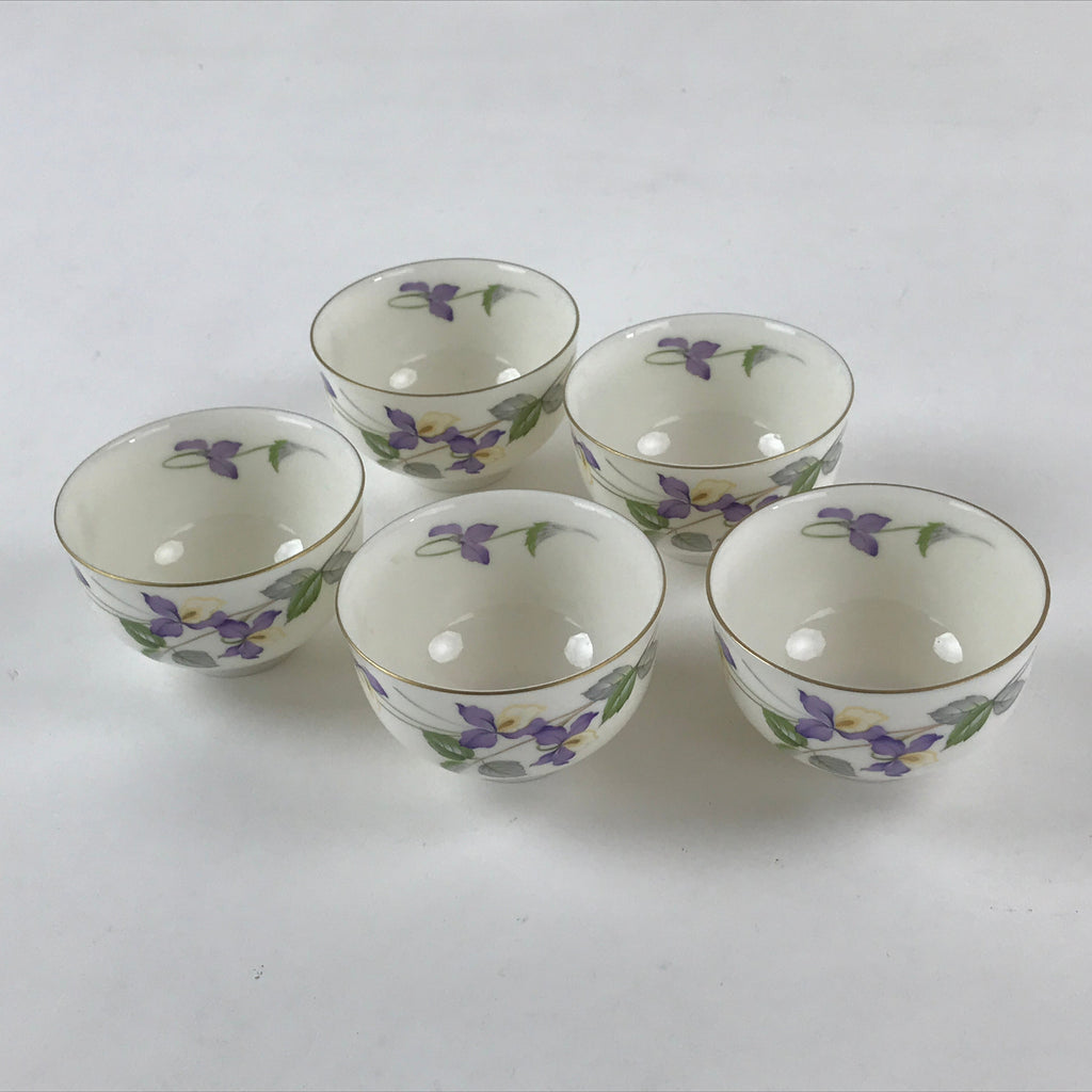 Japanese Porcelain 5 Teacups Set Vtg White Yunomi For Summer Kyusu Sencha PX694