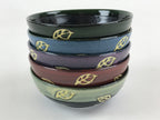 Japanese Porcelain 5pc Bowl Kobachi Black Brown Leaf Yuteki Tenmoku Glaze PX699