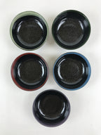 Japanese Porcelain 5pc Bowl Kobachi Black Brown Leaf Yuteki Tenmoku Glaze PX699
