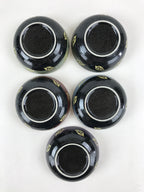 Japanese Porcelain 5pc Bowl Kobachi Black Brown Leaf Yuteki Tenmoku Glaze PX699