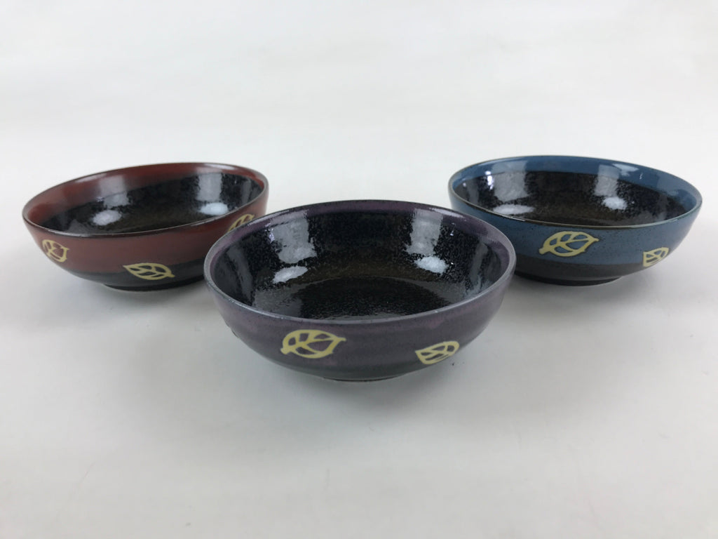 Japanese Porcelain 5pc Bowl Kobachi Black Brown Leaf Yuteki Tenmoku Glaze PX699