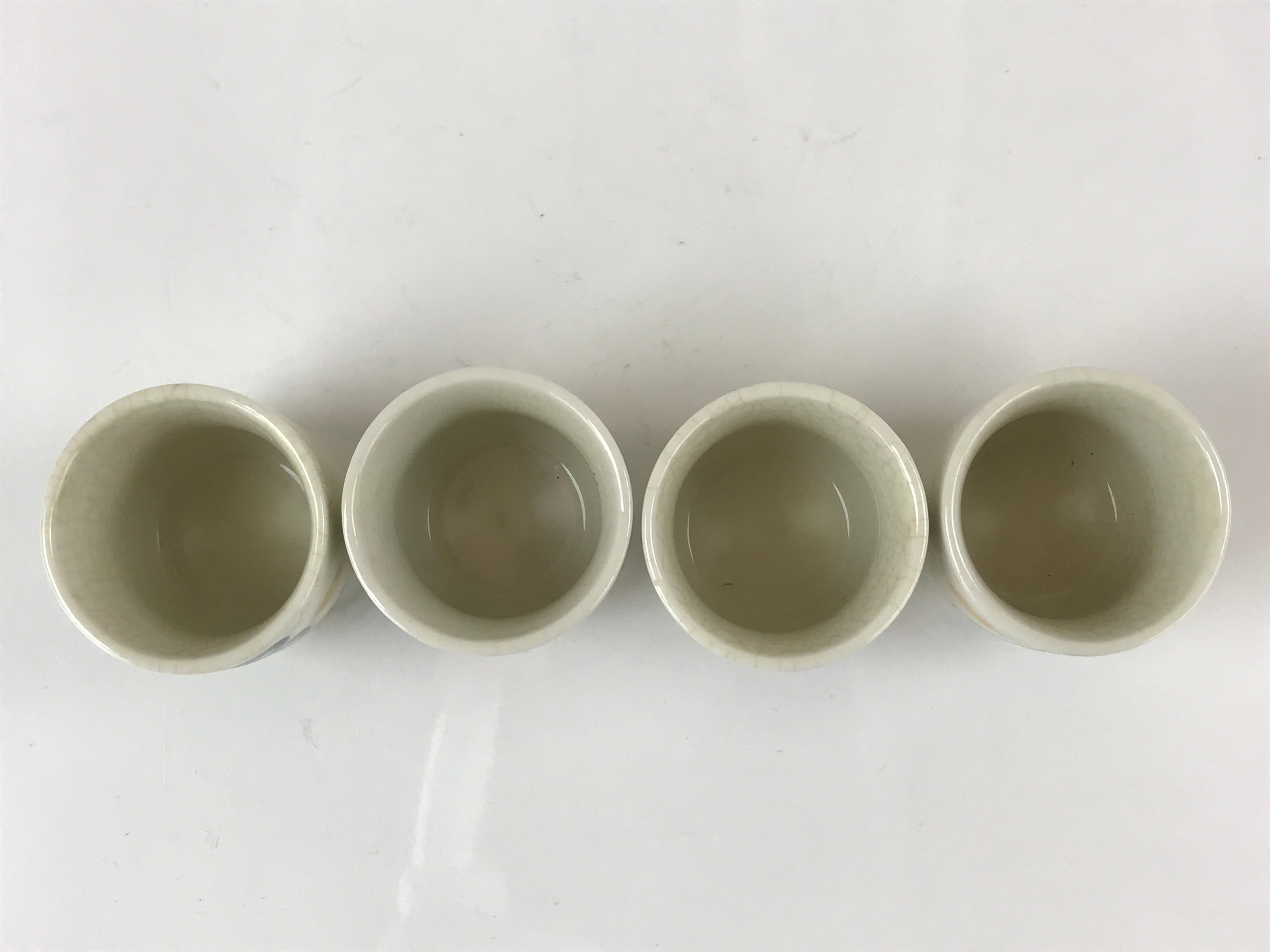 Japanese Porcelain 7 Luck Gods Sake Cup Set Vtg Tsubomi Ochoko Guinomi G153