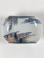 Japanese Porcelain Arita Imari Small Plate Mamezara Vtg Garden Bridge PY908