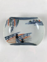 Japanese Porcelain Arita Imari Small Plate Mamezara Vtg Garden Bridge PY910