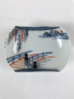 Japanese Porcelain Arita Imari Small Plate Mamezara Vtg Garden Bridge PY912