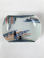 Japanese Porcelain Arita Imari Small Plate Mamezara Vtg Garden Bridge PY914