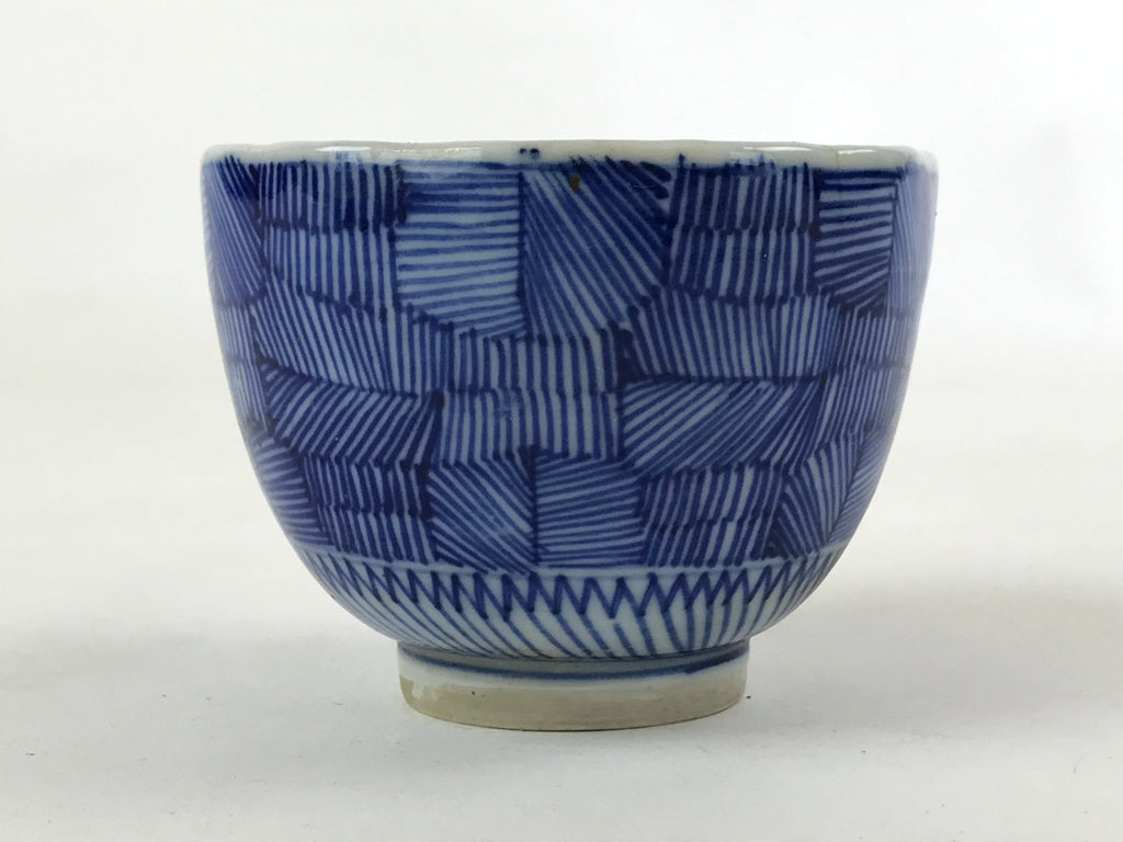 Japanese Porcelain Arita Ware Sometsuke Teacup Vtg Yunomi Blue Line Sencha TC394