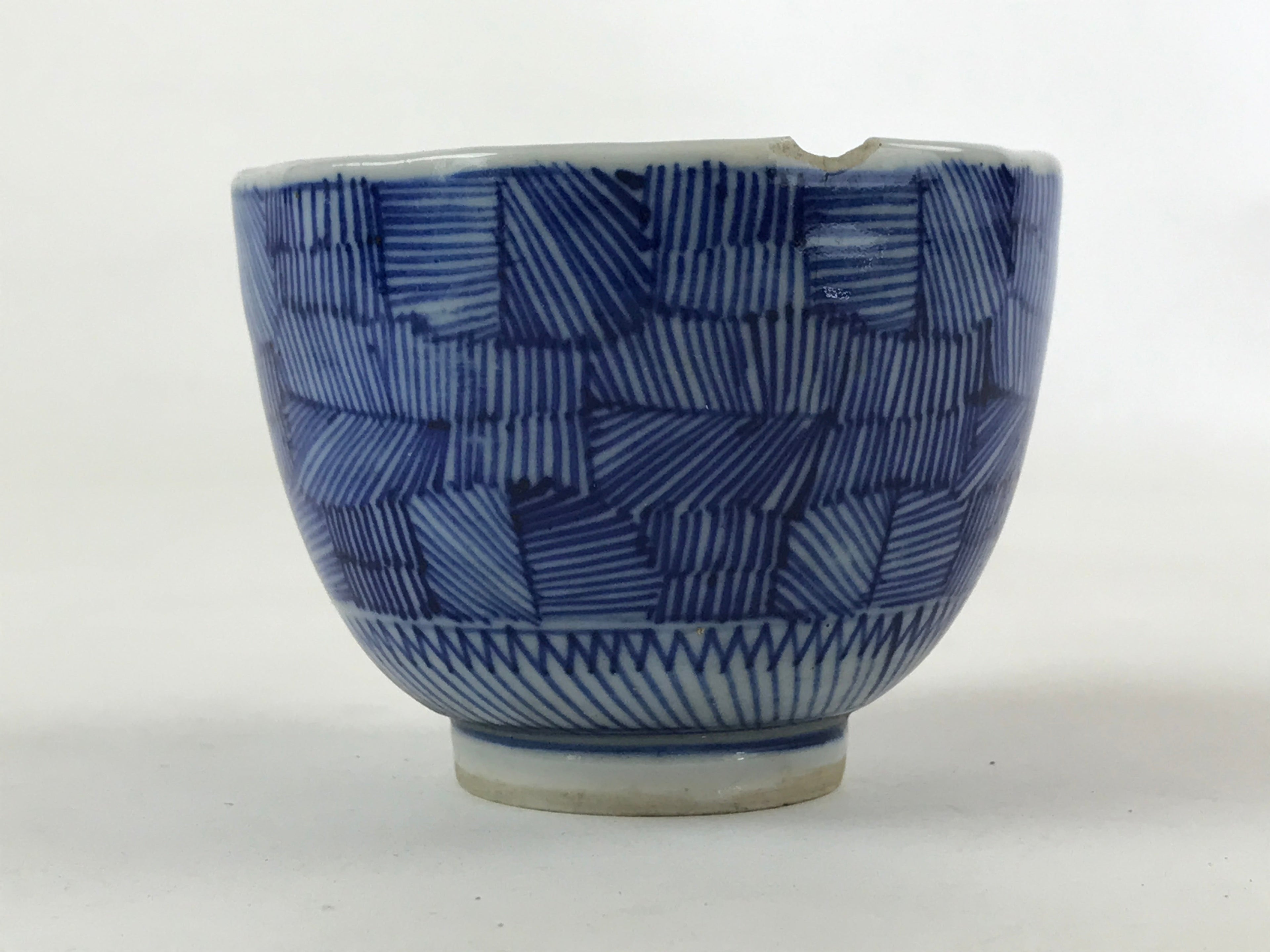 Japanese Porcelain Arita Ware Sometsuke Teacup Vtg Yunomi Blue Line Sencha TC394