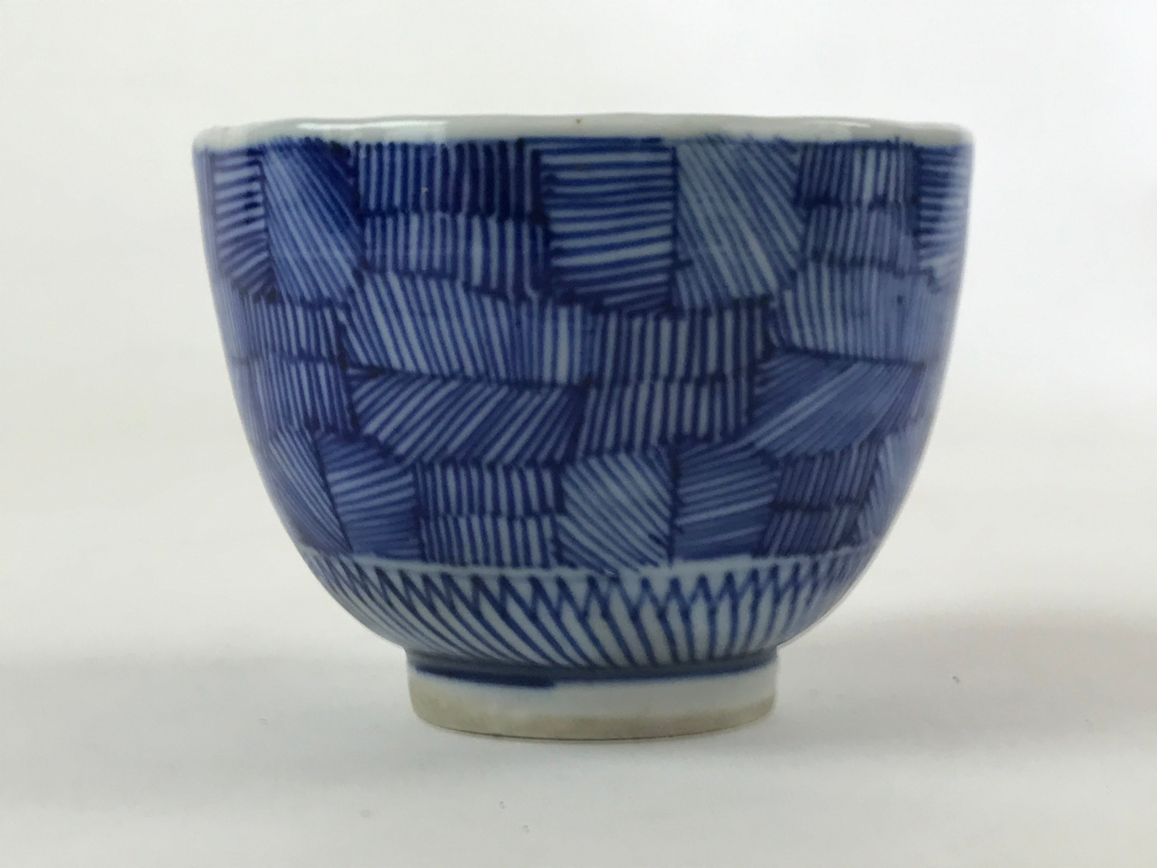 Japanese Porcelain Arita Ware Sometsuke Teacup Vtg Yunomi Blue Line Sencha TC394