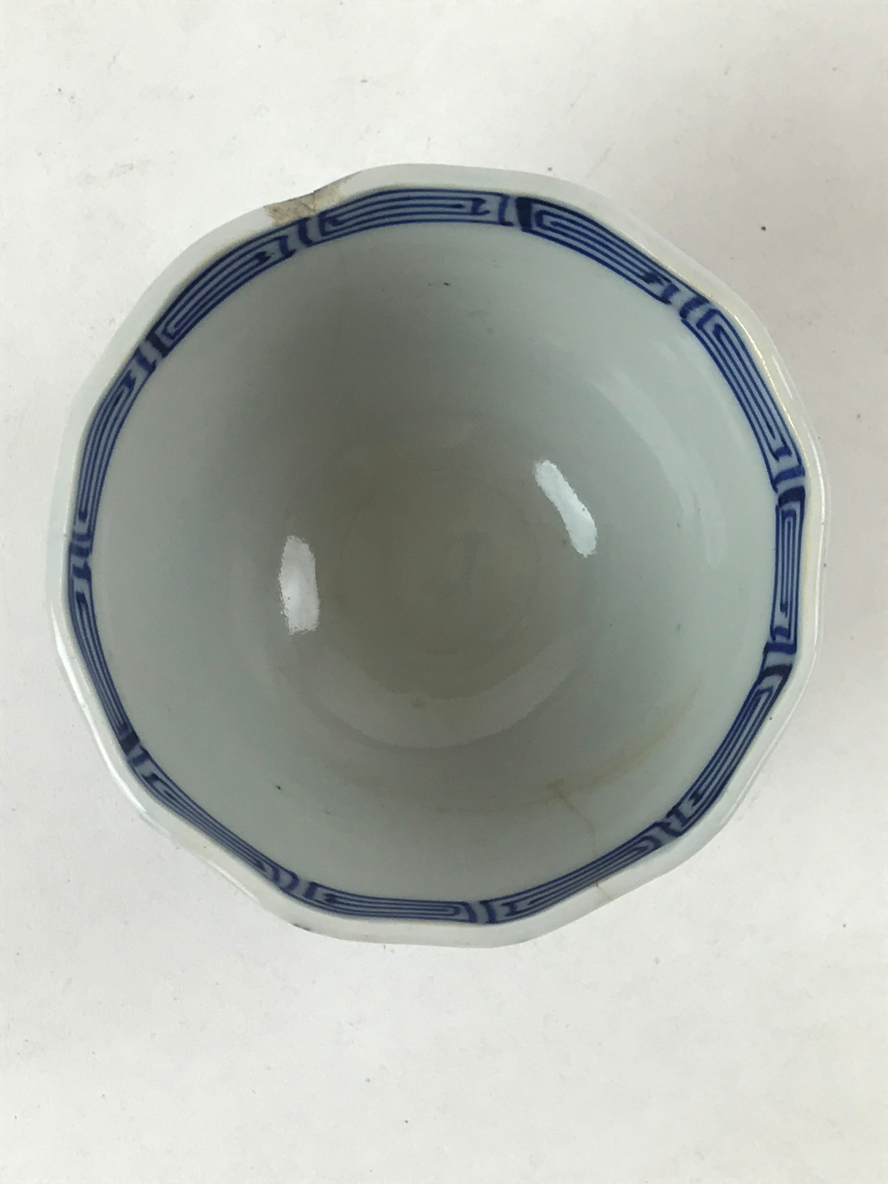 Japanese Porcelain Arita Ware Sometsuke Teacup Vtg Yunomi Blue Line Sencha TC394