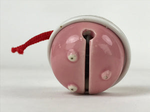 Japanese Porcelain Bell Dorei Vtg Kutani Ware Taiko Drum Peony White Pink DR515