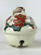 Japanese Porcelain Bell Dorei Vtg Kutani Ware Ume Plum Blossoms White Red DR508