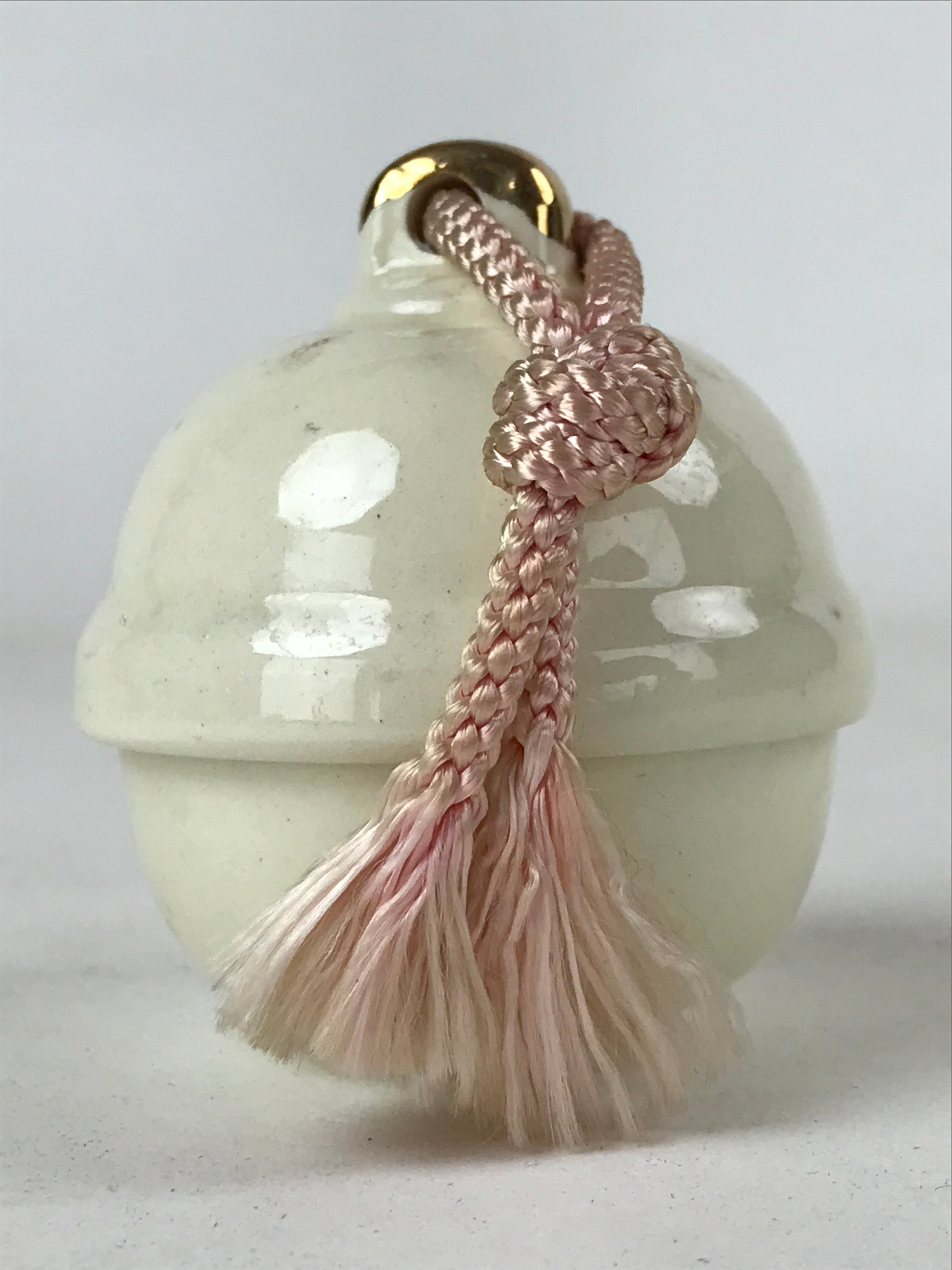 Japanese Porcelain Bell Dorei Vtg Kutani Ware Ume Plum Blossoms White Red DR508