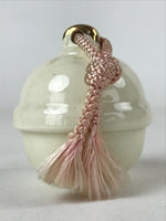 Japanese Porcelain Bell Dorei Vtg Kutani Ware Ume Plum Blossoms White Red DR508