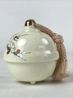 Japanese Porcelain Bell Dorei Vtg Kutani Ware Ume Plum Blossoms White Red DR508