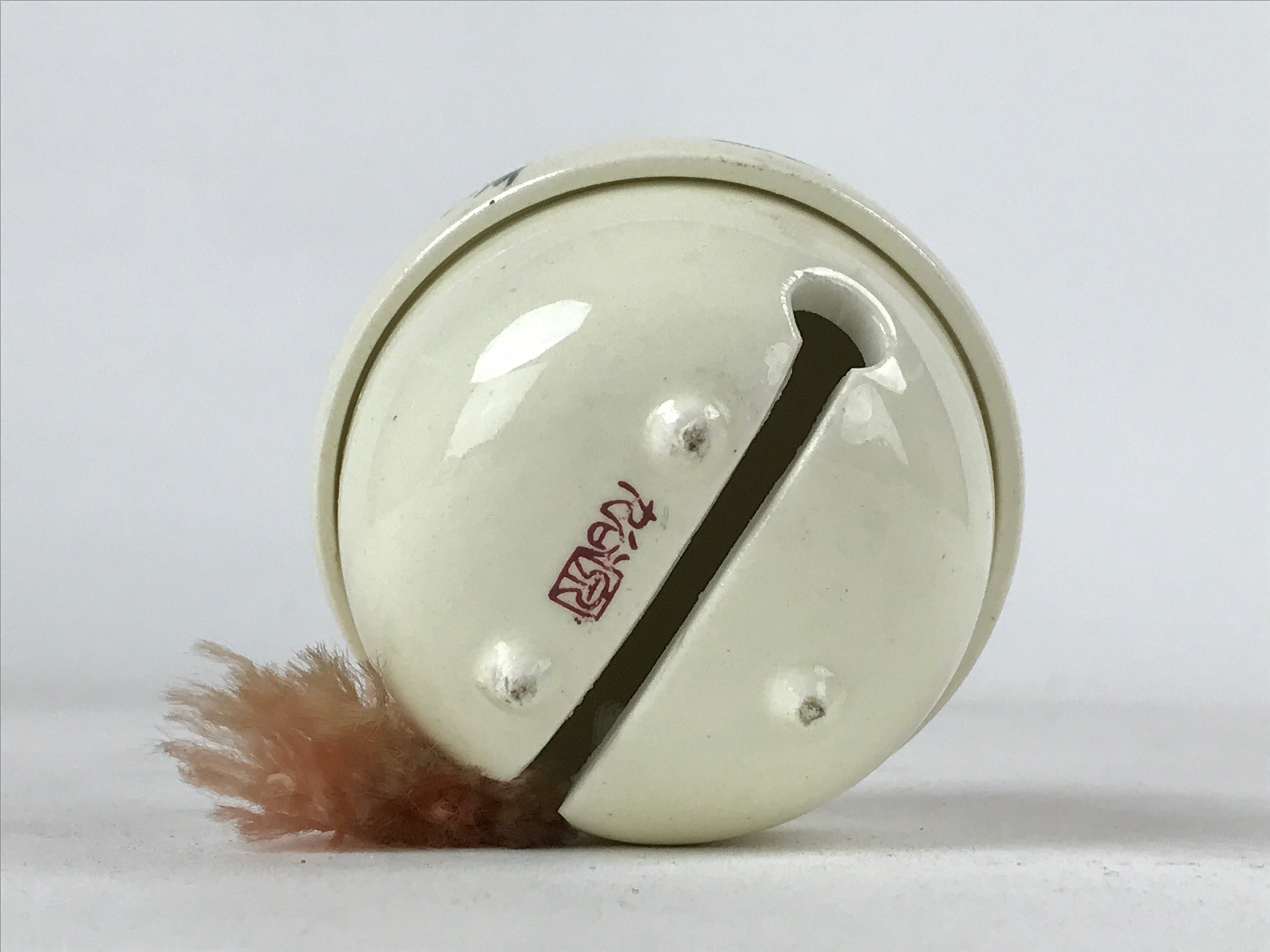 Japanese Porcelain Bell Dorei Vtg Kutani Ware Ume Plum Blossoms White Red DR508