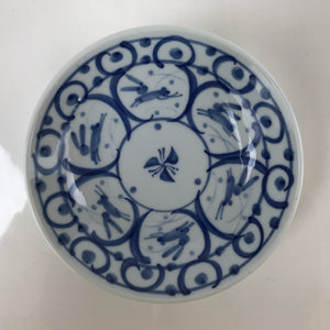 Japanese Porcelain Bowl Kobachi Vtg Side Dish Blue White Rabbits Usagi PY944