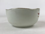 Japanese Porcelain Bowl Vtg Wavy Edge Chrysanthemum Floral White Red Gold PY594