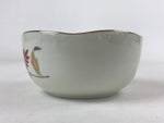 Japanese Porcelain Bowl Vtg Wavy Edge Chrysanthemum Floral White Red Gold PY594