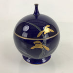 Japanese Porcelain Candy Dish Vtg Arita Ware Kouransha Iris Blue Gold Y172