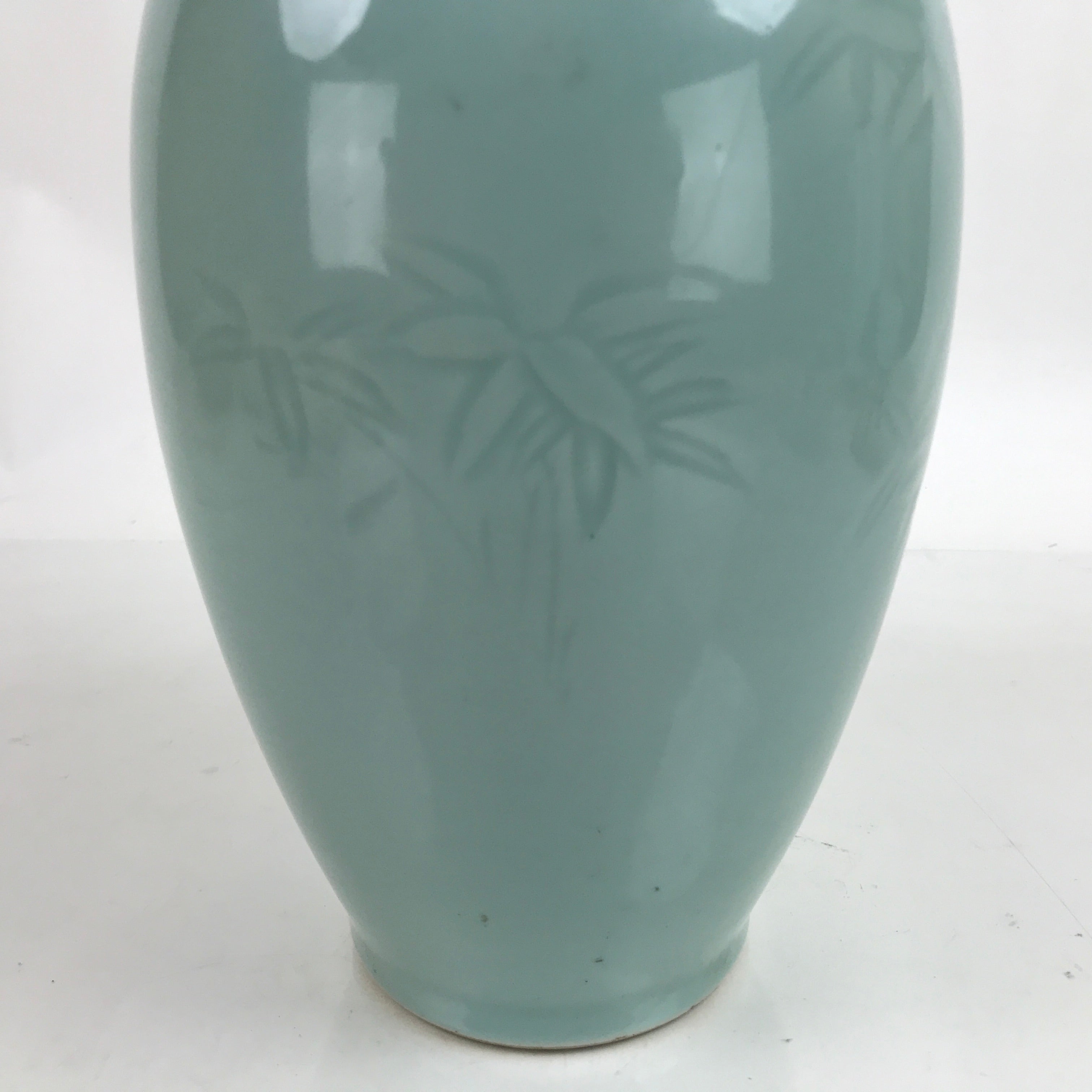 Japanese Porcelain Celadon Flower Vase Vtg Ikebana Kabin Blue Green Bamboo FK131