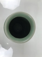 Japanese Porcelain Celadon Flower Vase Vtg Ikebana Kabin Green Leaf Seiji FK213