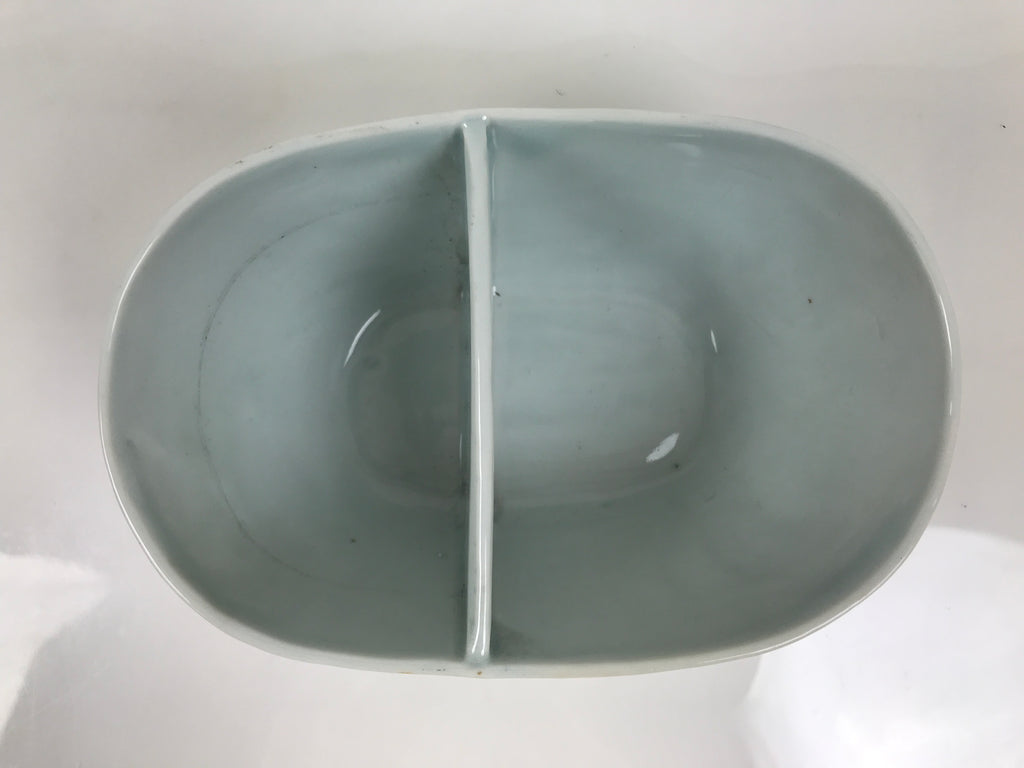 Japanese Porcelain Celadon Serving Bowl Vtg Two Section Seiji Green Hachi Y574