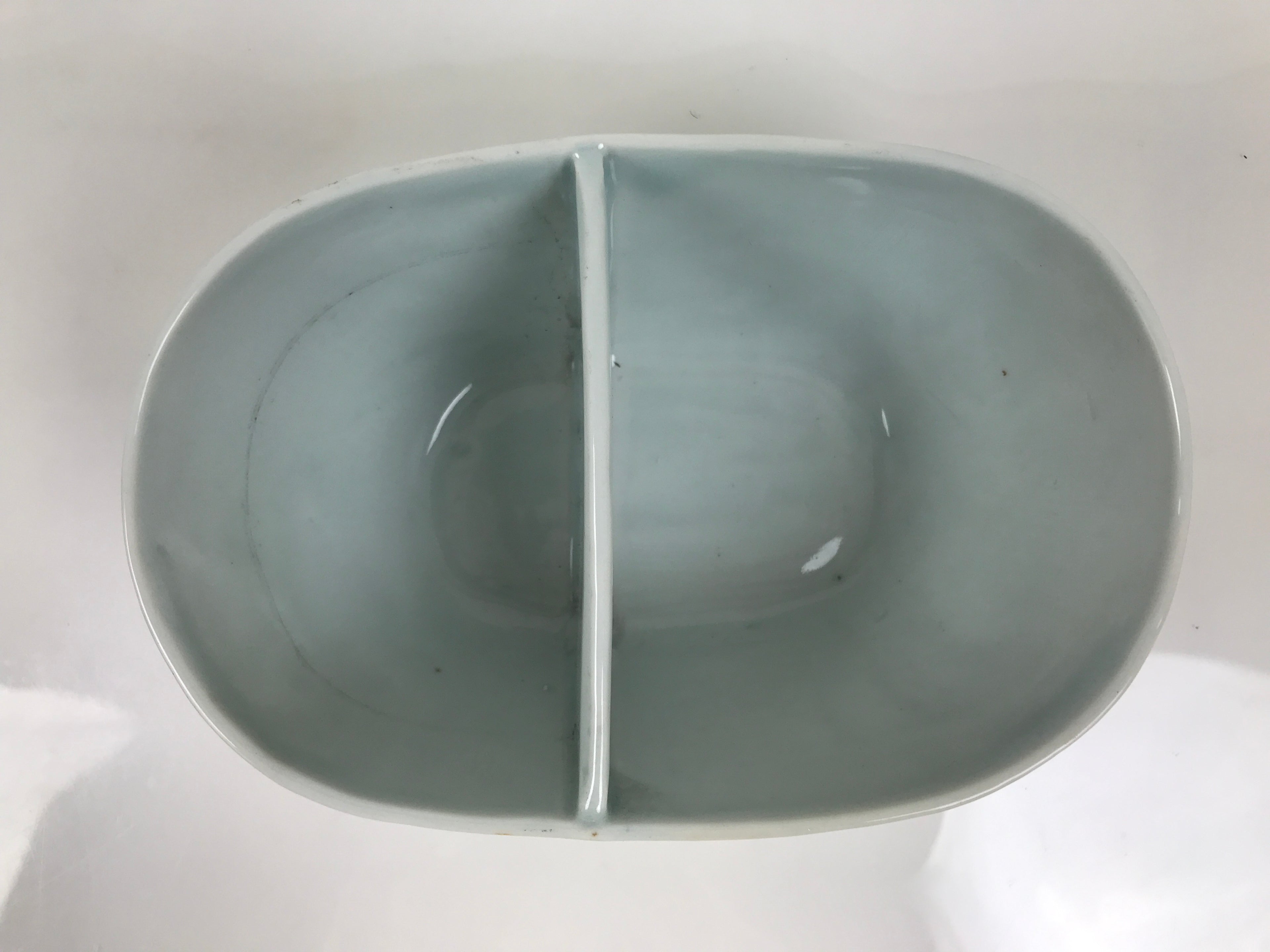 Japanese Porcelain Celadon Serving Bowl Vtg Two Section Seiji Green Hachi Y574