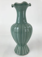 Japanese Porcelain Celedon Flower Vase Ikebana Kabin Crackle Glaze Green PX729