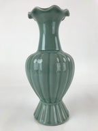 Japanese Porcelain Celedon Flower Vase Ikebana Kabin Crackle Glaze Green PX729