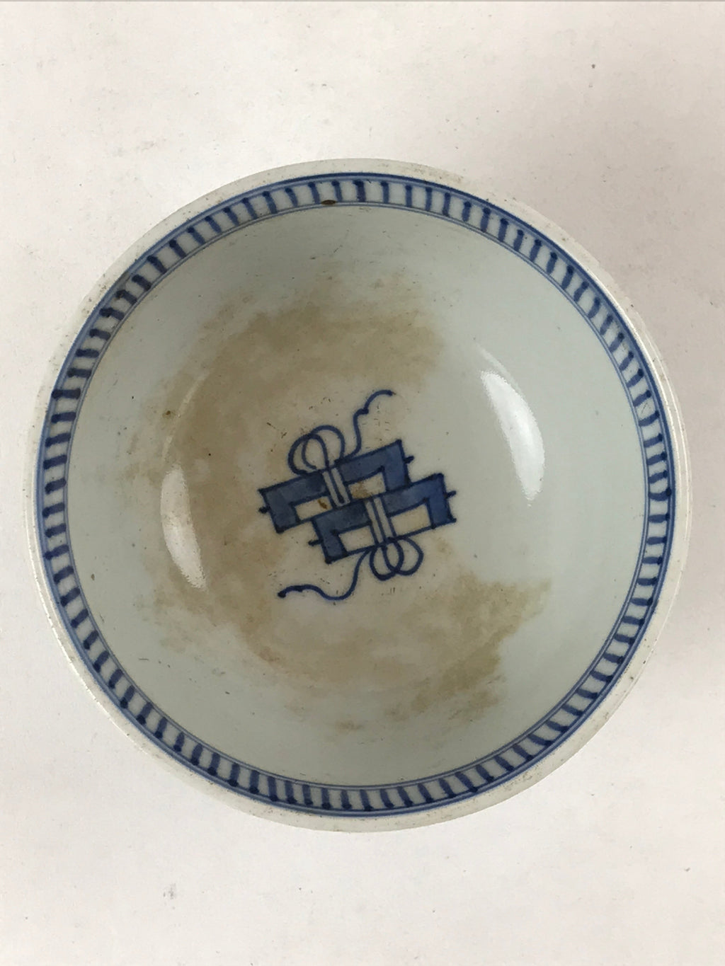 Japanese Porcelain Chawan Lidded Bowl Vtg Blue Birds Foliage Pottery PY497