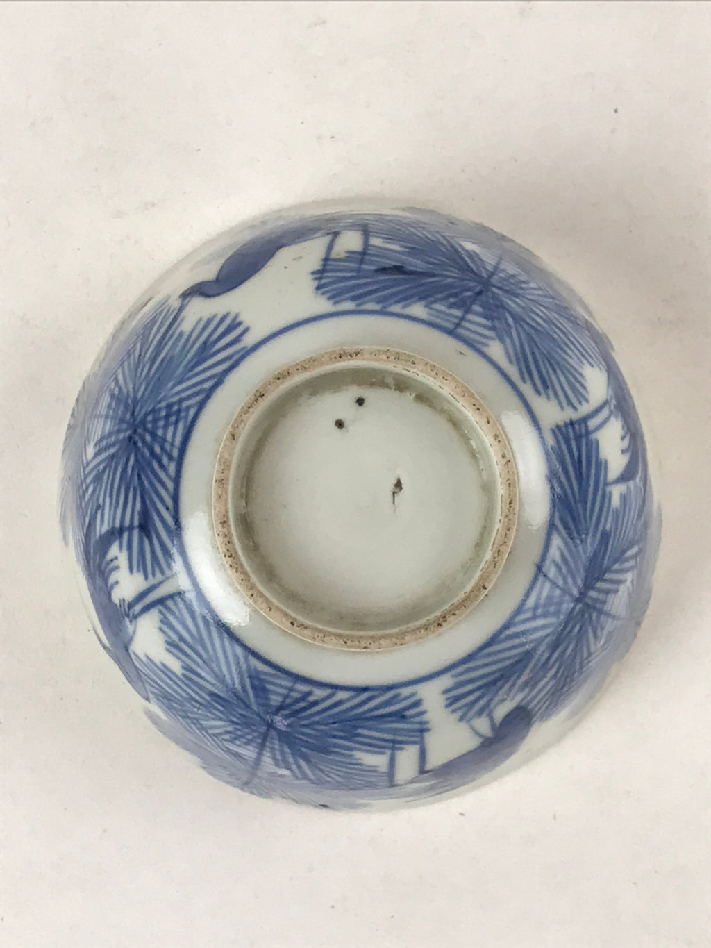 Japanese Porcelain Chawan Lidded Bowl Vtg Blue Birds Foliage Pottery PY497