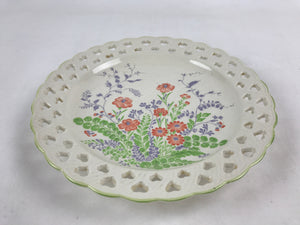 Japanese Porcelain Decorative Ozara Plate Vtg Floral White Purple Red PY486