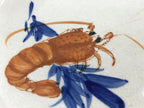 Japanese Porcelain Deep Plate Shallow Bowl Vtg Hand Painted Shrimp White PY443