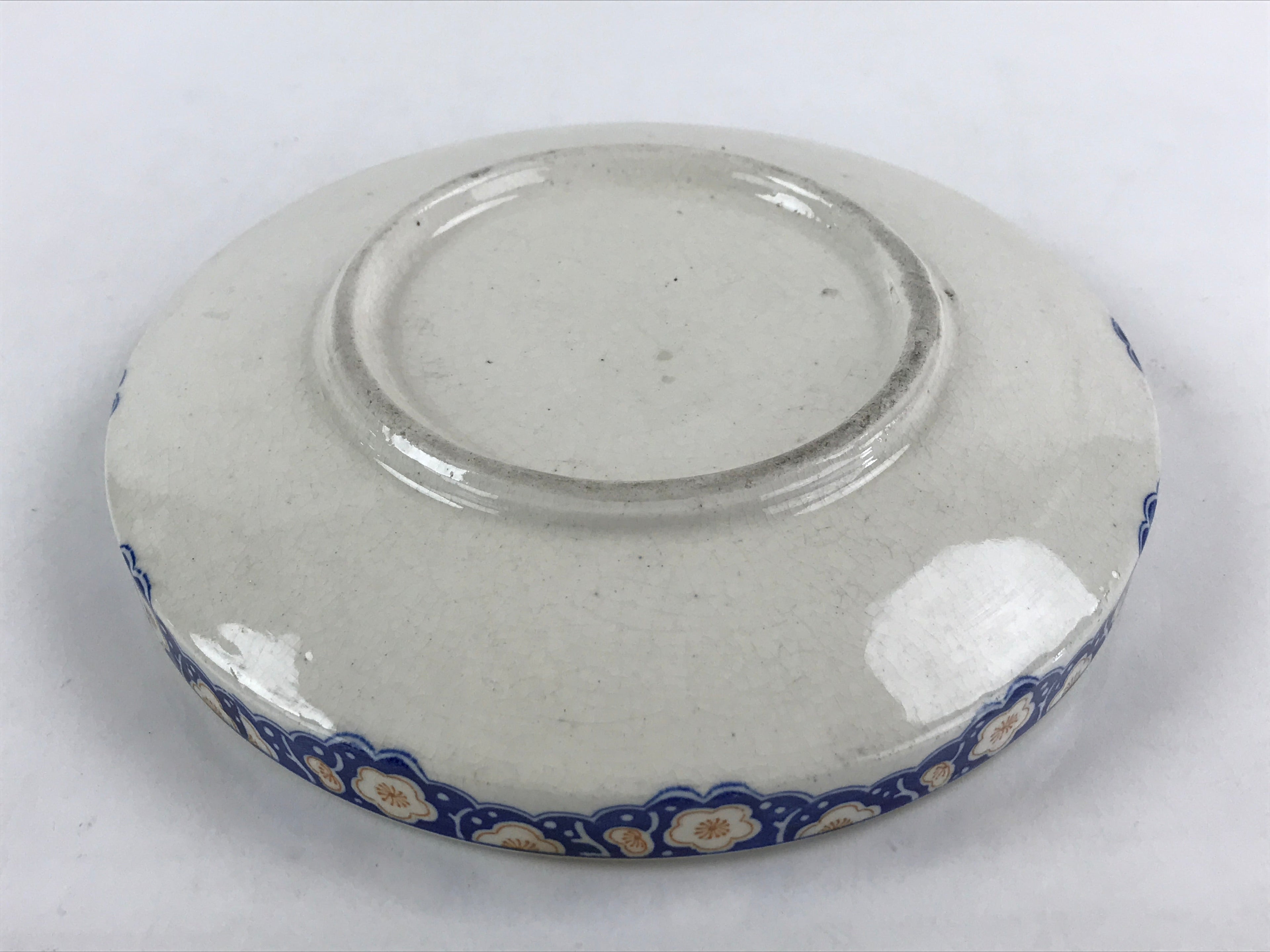 Japanese Porcelain Deep Plate Shallow Bowl Vtg Hand Painted Shrimp White PY443