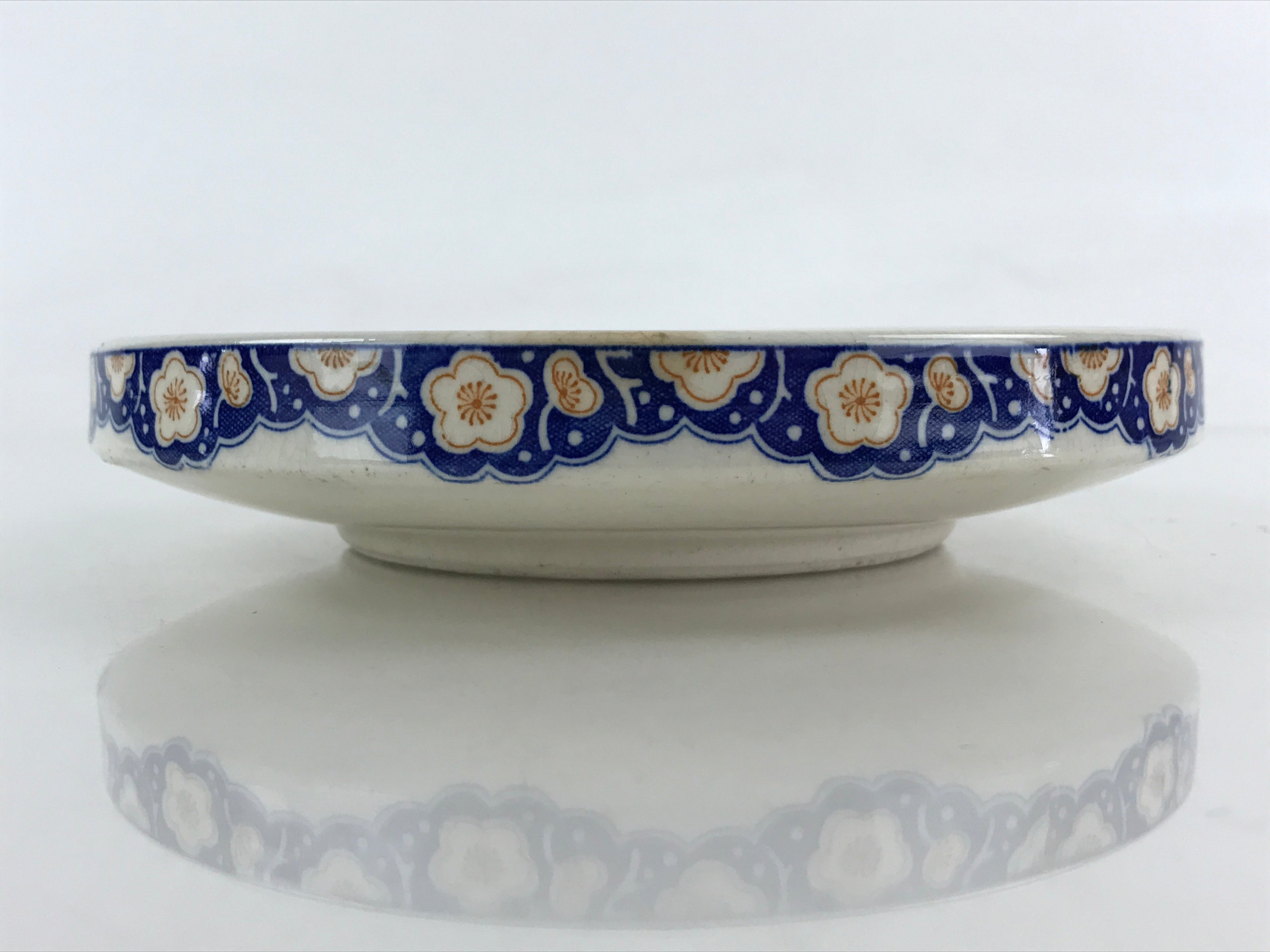 Japanese Porcelain Deep Plate Shallow Bowl Vtg Hand Painted Shrimp White PY443