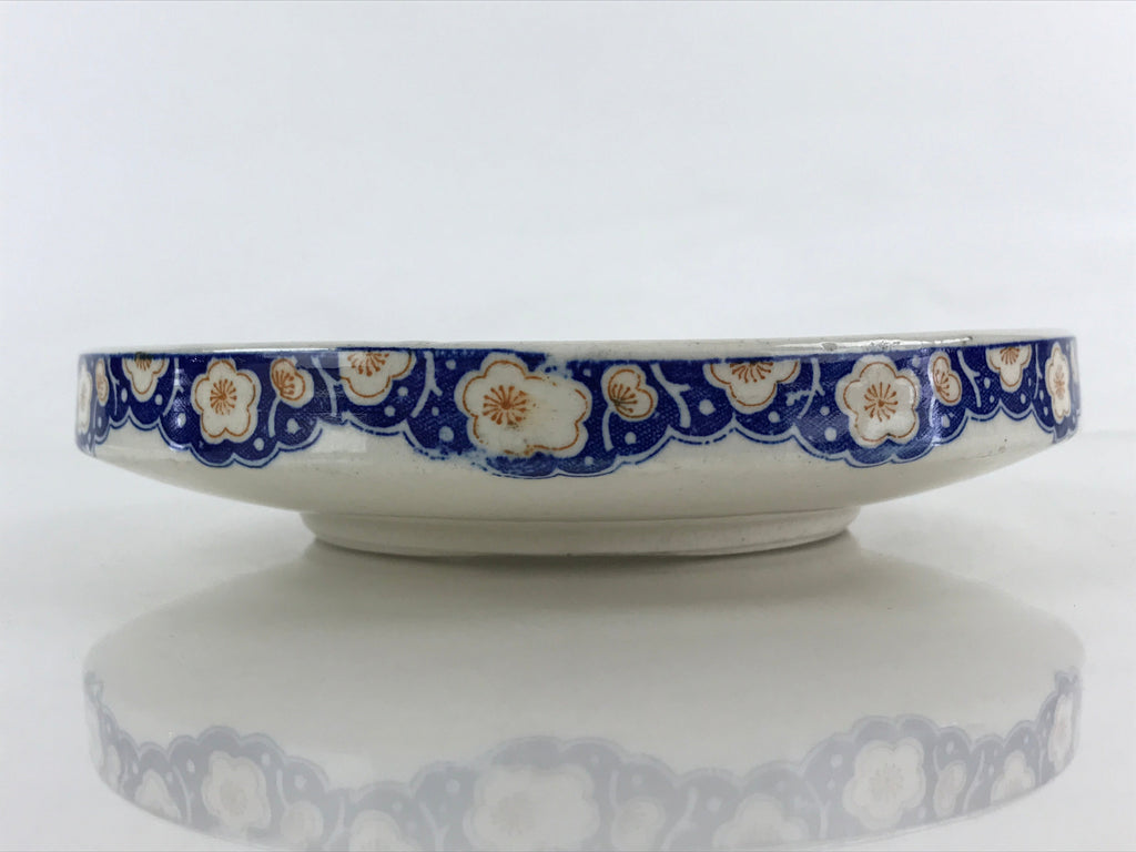 Japanese Porcelain Deep Plate Shallow Bowl Vtg Hand Painted Shrimp White PY443
