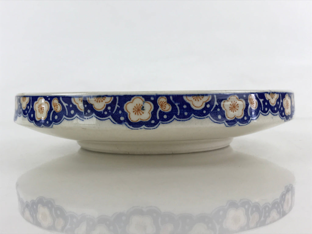 Japanese Porcelain Deep Plate Shallow Bowl Vtg Hand Painted Shrimp White PY443