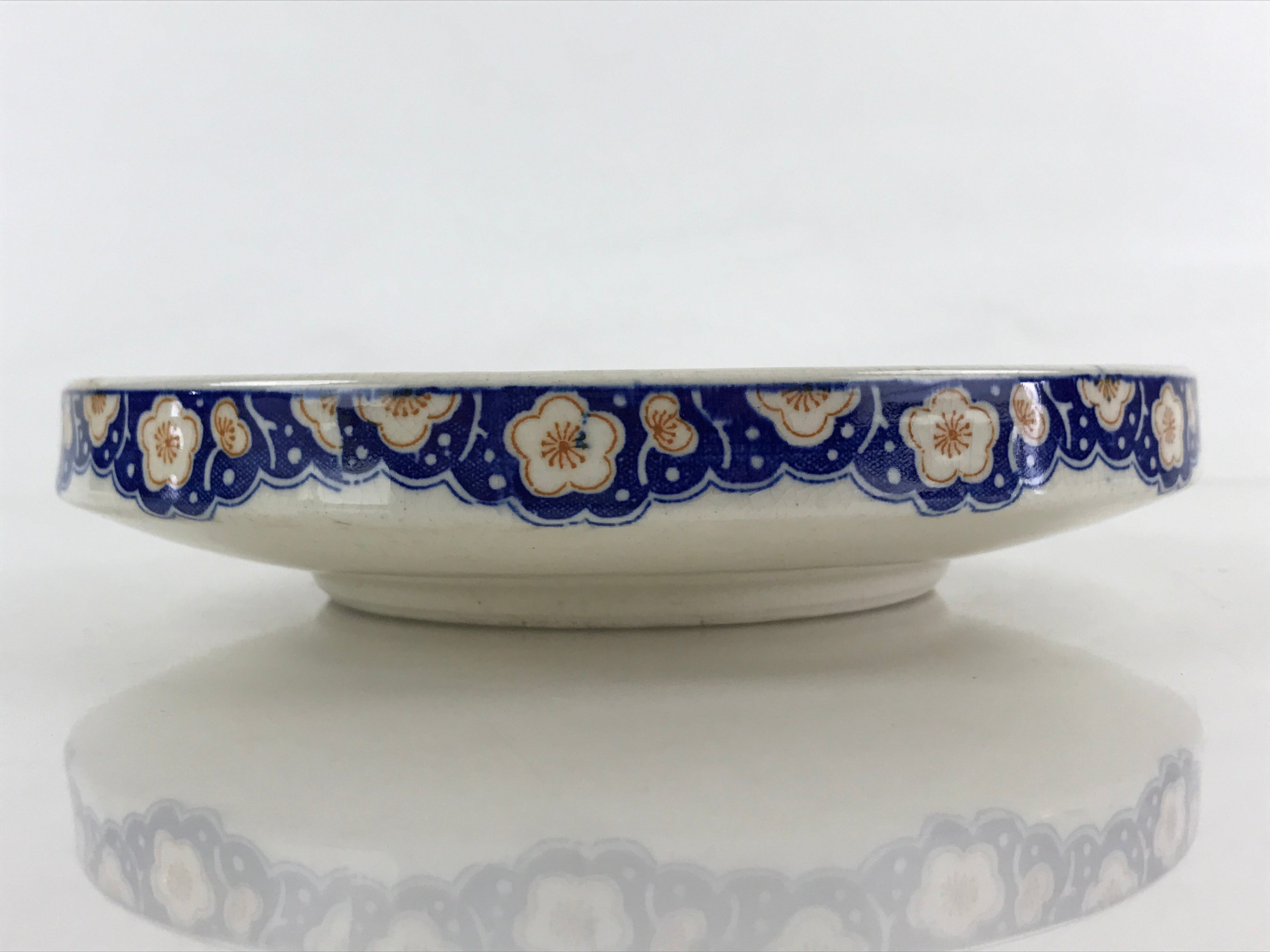 Japanese Porcelain Deep Plate Shallow Bowl Vtg Hand Painted Shrimp White PY443