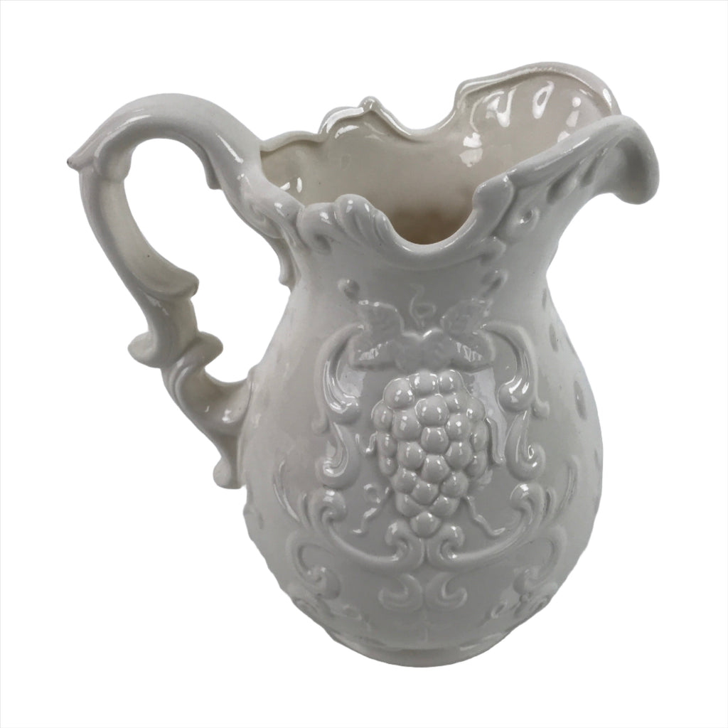Japanese Porcelain Drink Pitcher Vtg Decorative Flower Vase White Grapes PX728