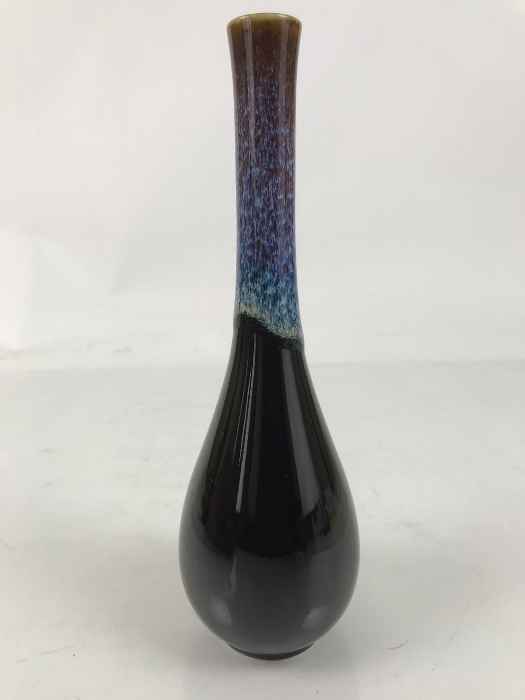 Japanese Porcelain Flower Vase Ikebana Kabin Crane Neck Karatsu Glaze Blue FK167