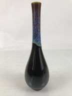 Japanese Porcelain Flower Vase Ikebana Kabin Crane Neck Karatsu Glaze Blue FK167