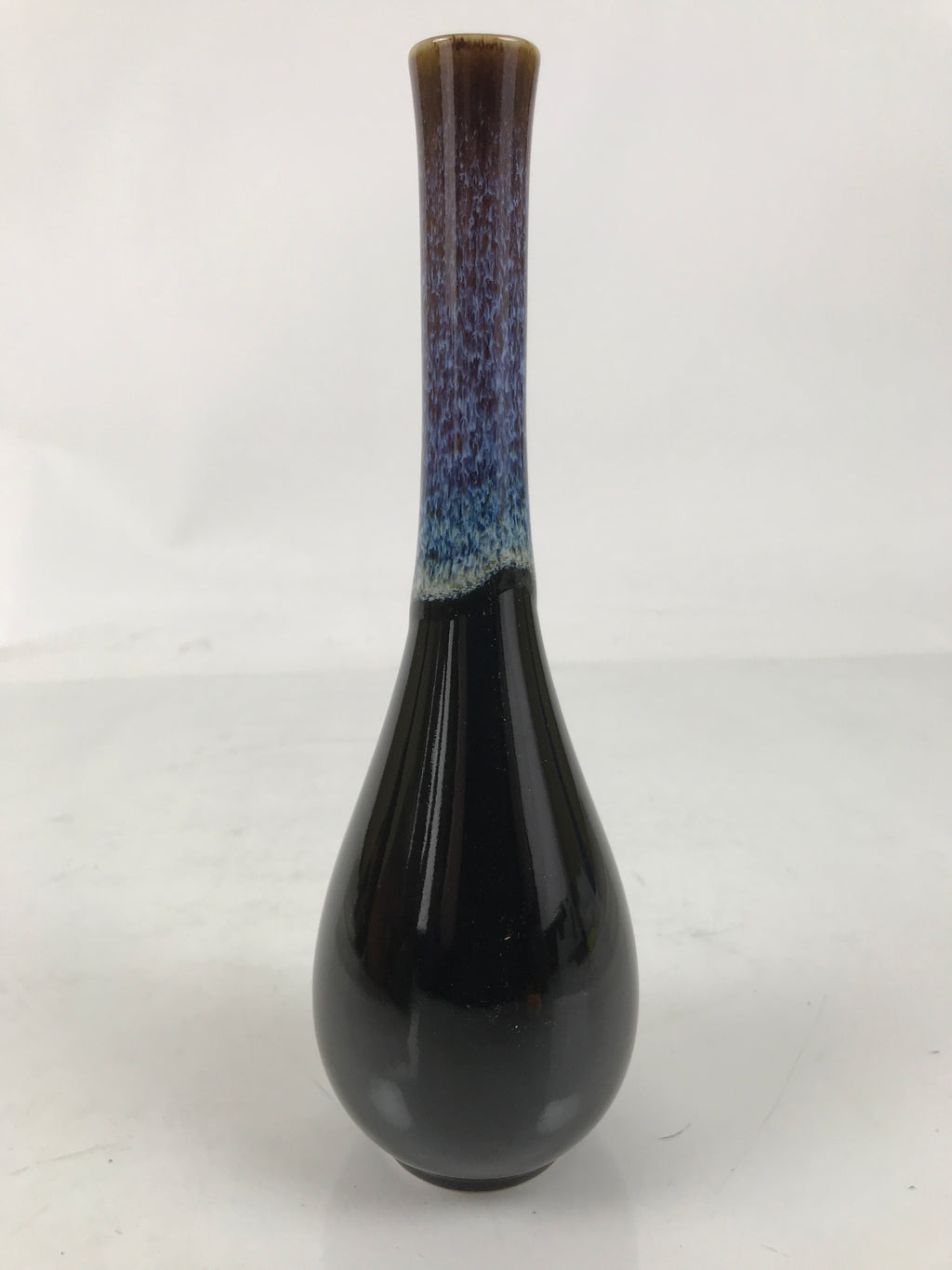 Japanese Porcelain Flower Vase Ikebana Kabin Crane Neck Karatsu Glaze Blue FK167