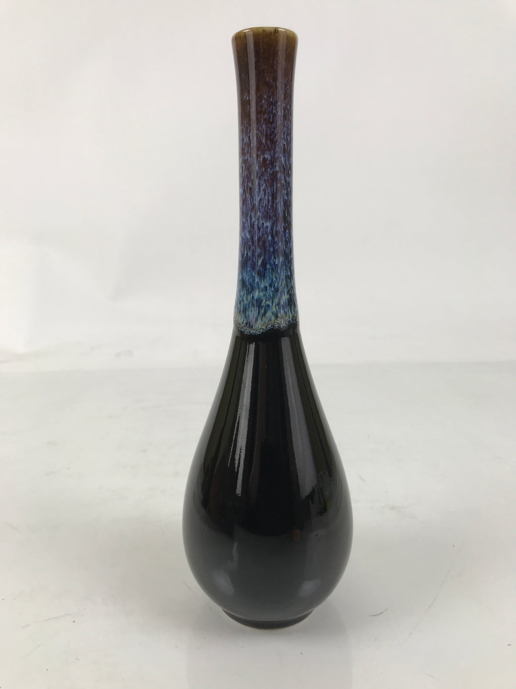Japanese Porcelain Flower Vase Ikebana Kabin Crane Neck Karatsu Glaze Blue FK167